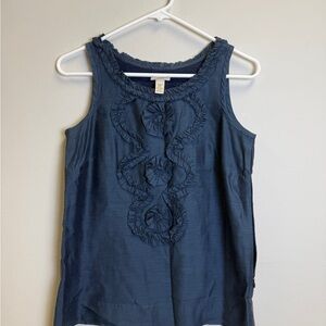 J. Crew Navy Tank Top with Ruffle Detail Size XS